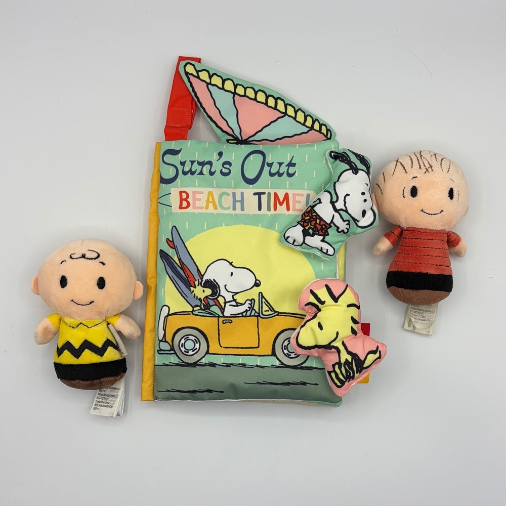 Peanuts Snoopy Soft Crinkle Book with Charlie Brown & Linus Itty Bittys Plush